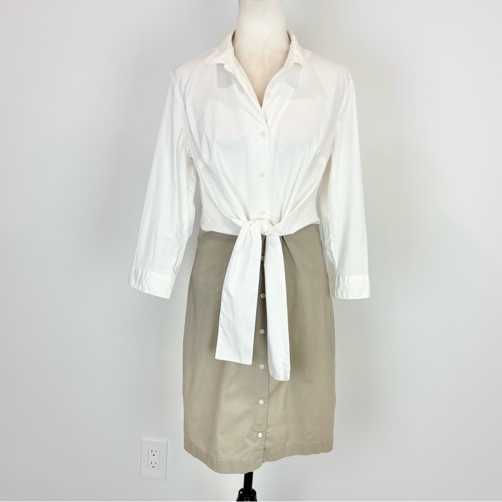 Tahari ivory and tan dress